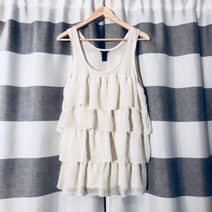 White Ruffle Tank